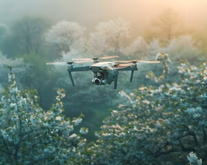 Drone Capturing Blooming Forest in Spring Season with Nature Scenery and Wildlife