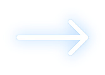 Arrow icon png white blue neon shape, transparent background