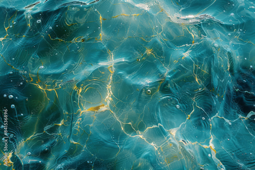 Poster Digital art of intertwining aqua lines and abstract water patterns,