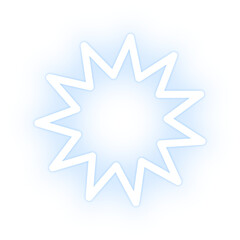 Explosion bubble icon png white blue neon shape, transparent background