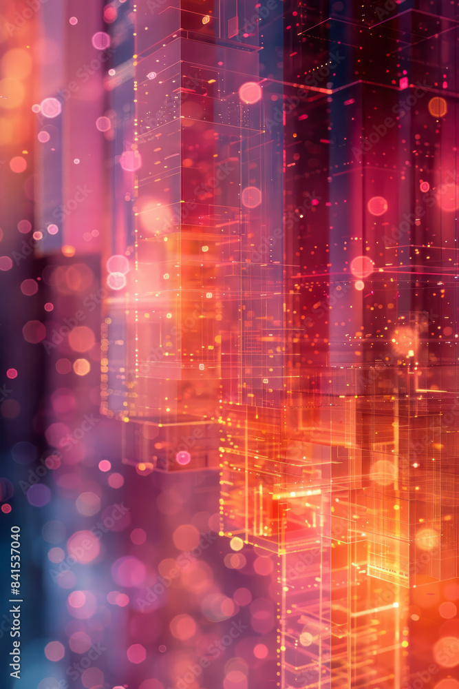 Aufkleber Modern digital typography featuring abstract pixel glow patterns,