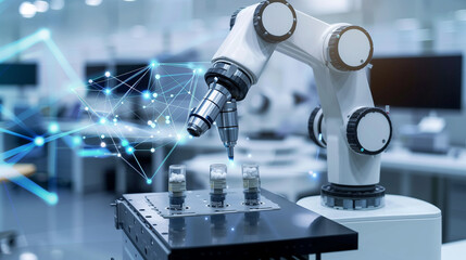 Advanced AI-Driven Drug Discovery Lab with Scientists Developing New Medications Using High-Tech Equipment for Cutting-Edge Pharmaceutical Research