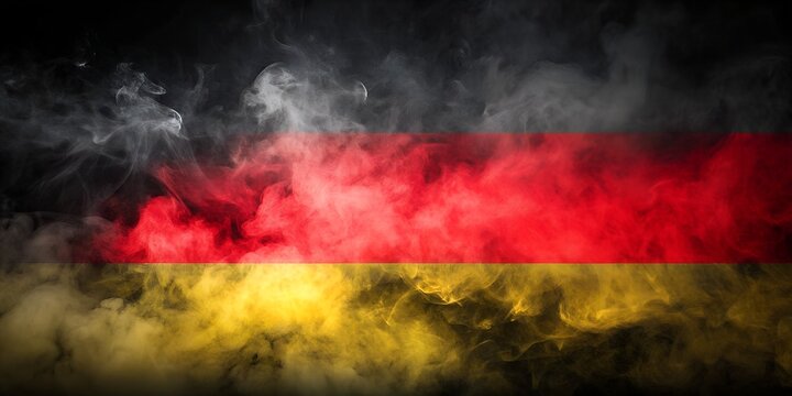 Deutschland Farben mit Nebel Strukturen und Texturen vor dunklem Hintergrund - Design Element kreativ - Sport Fans und Support