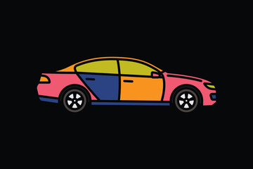 Original vector illustration. A passenger car. A contour icon.
