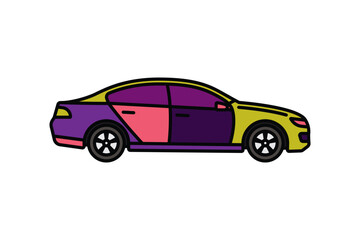 Original vector illustration. A passenger car. A contour icon.