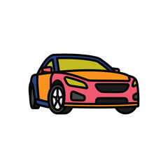 Original vector illustration. A passenger car. A contour icon.