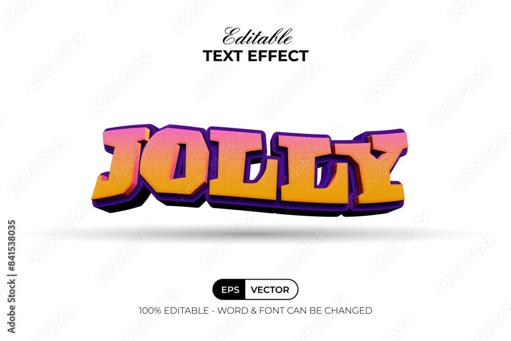 Poster jolly text effect 3d gradient style. editable text effect.