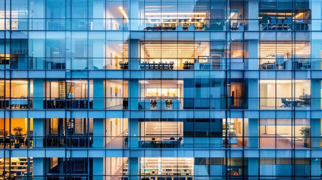 An office building that harnesses data on employee productivity and movement to optimize workspaces for efficiency and comfort.