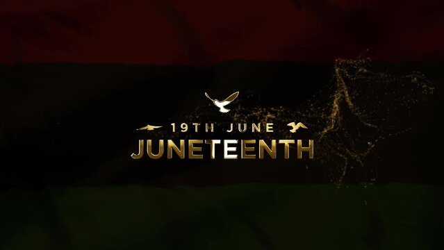 Typography Juneteenth Day, Juneteenth Freedom Day Animation Text On Golden, June 19th Juneteenth Freedom Day Golden Text Animation Particulars Effects, Flat Design Animation Of Juneteenth