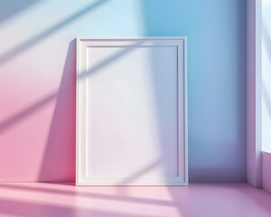Minimalist White Frame Against Pastel Gradient Background With Clean Lines And Modern Aesthetic