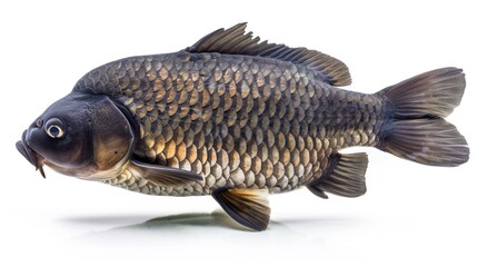 Drum Fish full body clearly photo on white background 