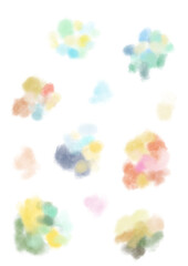 カラフルな水彩風クレヨンパステル風あしらいイラスト