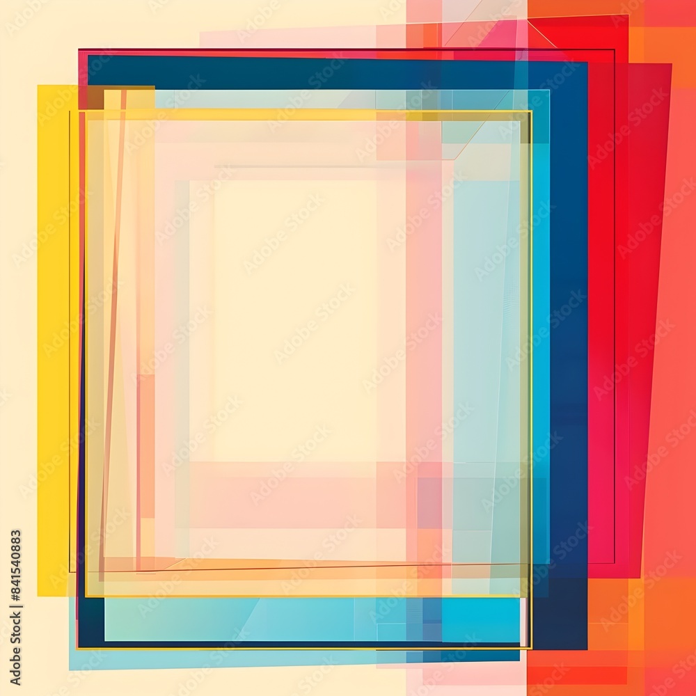 Poster vibrant abstract geometric frames with bold lines and shapes on bright multicolored background