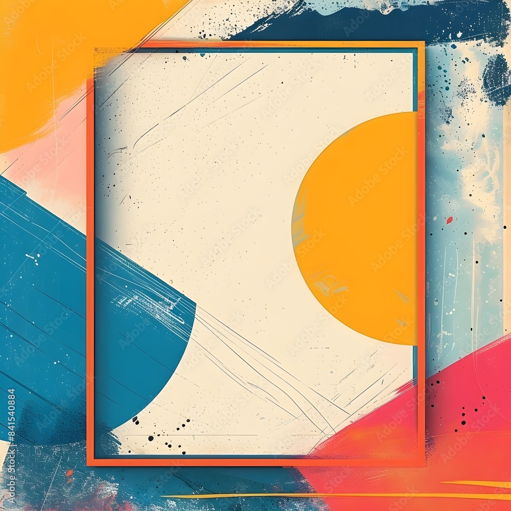 Aufkleber modern abstract frame with bold shapes and vibrant colors on multicolored background