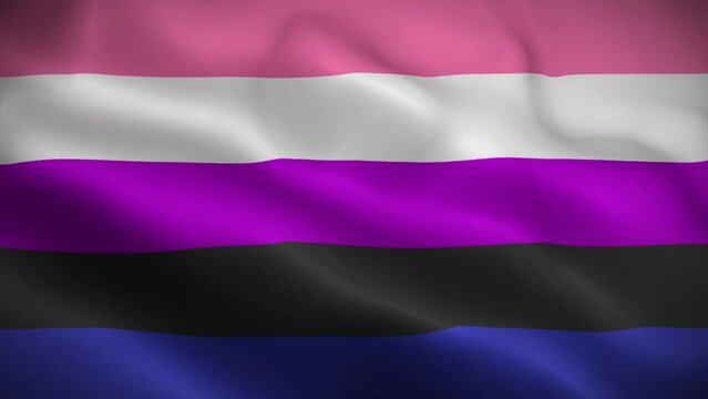 Gender fluidity pride flag waving animation, six stripes flag, perfect looping, 4K video background, official colors