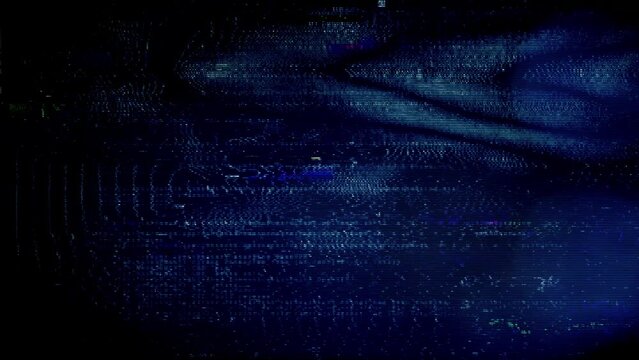 A background or overlay texture of distorted digital glitch effects.