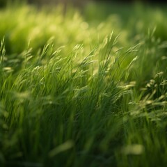 Summer Breeze: Fresh Green Grass Sways in the Wind Generative AI