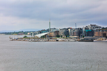 Naklejka premium Norway Oslo city view on a cloudy summer day