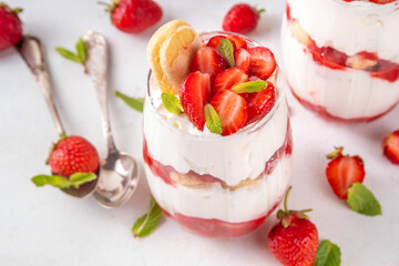 Summer strawberry tiramisu dessert