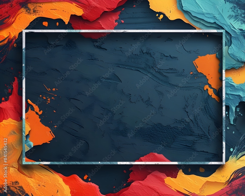 Aufkleber vibrant abstract frame on textured dark background with modern design concept and copy space