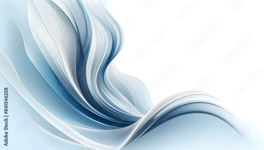 Poster abstract flowing waves in various shades of blue and white. the smooth, ethereal quality and light g