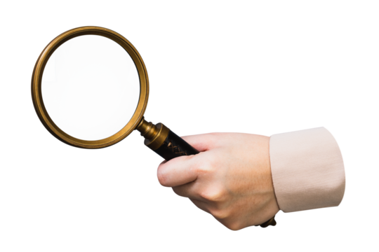 PNG magnifying glass research business symbol, collage element, transparent background