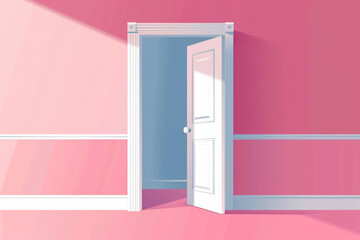 a white door in a pink room
