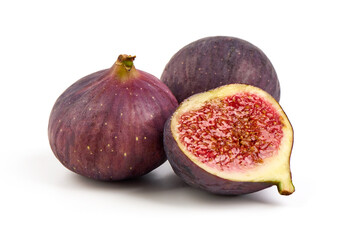 Fresh juicy figs, tropical fruits, isolated on white background.