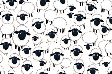 Seamless pattern with sheep and stars
