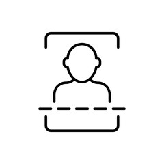 Face recognition outline icons, minimalist vector illustration ,simple transparent graphic element .Isolated on white background