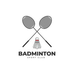 Vector black badminton racket isolated on white background. Flat linear icon for sports apps and websites. Equipment for racket sports