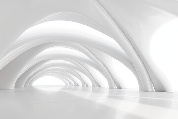 3d render of a corridor, An abstract architecture background featuring a futuristic white arched...
