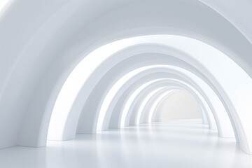 Obraz premium 3d render of a corridor, An abstract architecture background featuring a futuristic white arched interior. 
