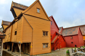 Norway Bergen city view on a cloudy summer day