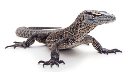 Naklejka premium Earless Monitor Lizard full body clearly photo on white background , 