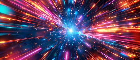 Neon speed trails, vibrant colors, dynamic motion, futuristic and energetic