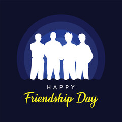 Happy friendship day, Friendship day card, International friendship day background banner poster with four people group.