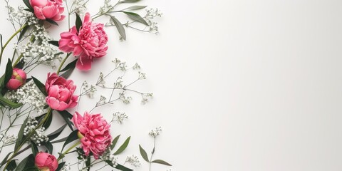 Flat floral background, tulip bouquet on pastel background. Valentine's Day, Easter, birthday, Happy Women's Day, Mother's Day, top view,