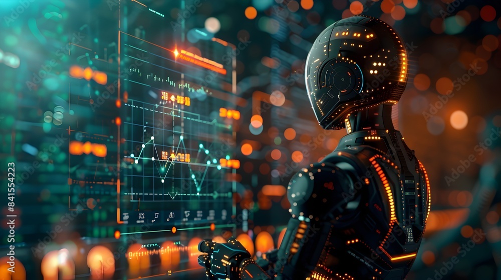 Poster futuristic financial advisory with ai powered personalized insights and smart analytics