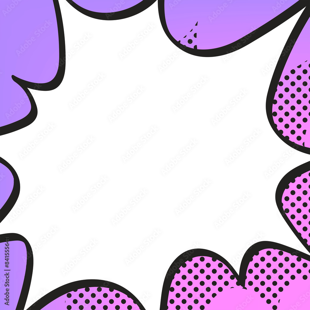 Poster comic explosion png effect frame sticker, halftone style