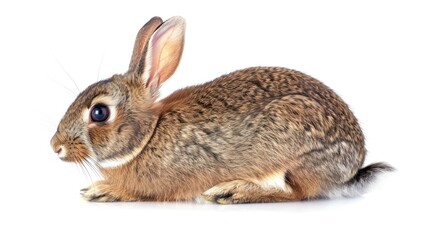 Fototapeta premium Eastern Cottontail full body clearly photo on white background ,