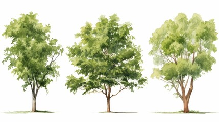 Obraz premium Tree with watercolor style isolated on white background