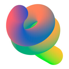 Twisted 3D png abstract shape, gradient fluid on transparent background