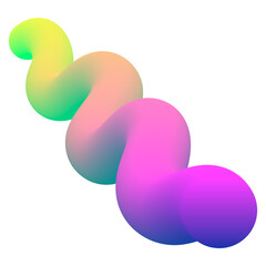 Twisted 3D png abstract shape, purple gradient fluid on transparent background