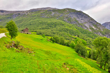 Norway landscape on a cloudy summer day