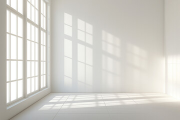 empty room with window, An empty minimal room with large windows allowing abundant natural light to flood the space