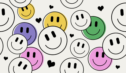 Cute smile icons pattern background vector design