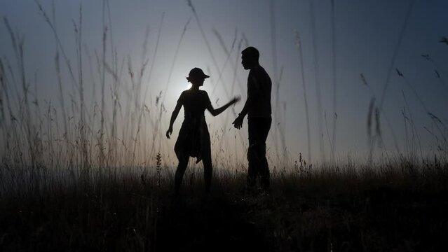 Angry couple fighting in the nature