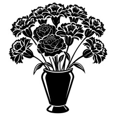 Carnation vase vector silhouette illustration