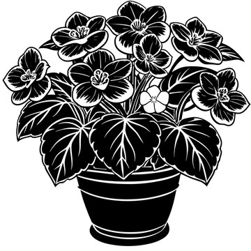 recommend clip art: Begonia  vase vector silhouette illustration